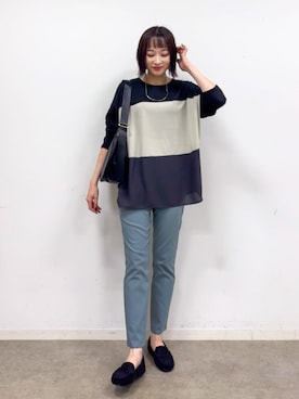 「SHOO・LA・RUE（シューラルー）のアイテム（Tシャツ/カットソー）」を使った、chikaさん（レディース・160cm）の秋コーディネート