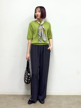 「SHOO・LA・RUE（シューラルー）の【ふかふか】シャーリングバレエシューズ（その他シューズ、ブラック系）」を使った、chikaさん（レディース・160cm）の春コーディネート