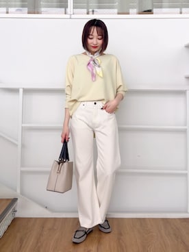 「SHOO・LA・RUE（シューラルー）の【セレモニー】フロント金具トートバッグ（トートバッグ、グレー系）」を使った、chikaさん（レディース・160cm）の春コーディネート