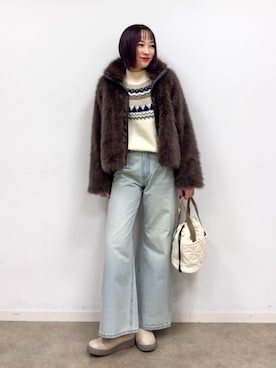 「Lee（リー）のアイテム（バッグ）」を使った、chikaさん（レディース・160cm）の冬コーディネート