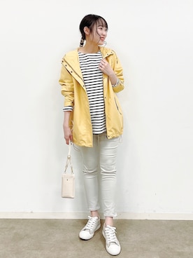 「イエローコーデ」｜「アイテム（ブルゾン）」を使った、chikaさん（レディース・160cm）の春コーディネート