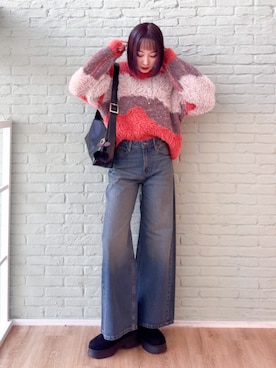 「Cutie Blonde（キューティーブロンド）のアイテム」を使った、chikaさん（レディース・160cm）の冬コーディネート