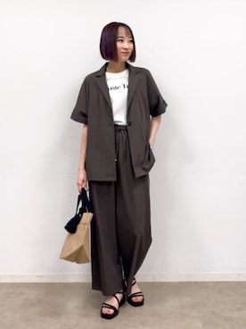 「SHOO・LA・RUE（シューラルー）のキラキラチューブサンダル（サンダル、ブラック系）」を使った、chikaさん（レディース・160cm）の春コーディネート
