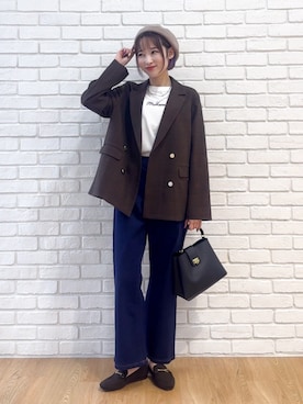 「アイテム（キャスケット）」を使った、chikaさん（レディース・160cm）の秋コーディネート