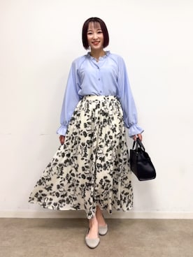 「SHOO・LA・RUE（シューラルー）の【NEW/22.5㎝-24.5㎝】洗えてサラサラ ニットパンプス（パンプス、ベージュ系）」を使った、chikaさん（レディース・160cm）の春コーディネート