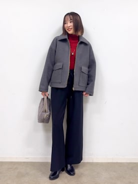 「体型カバー」｜「アイテム（ジャケット/アウター）」を使った、chikaさん（レディース・160cm）の冬コーディネート