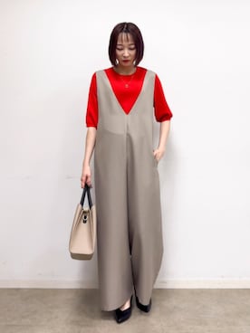 「SHOO・LA・RUE（シューラルー）の【セレモニー】5cmヒールパンプス（パンプス、ブラック系）」を使った、chikaさん（レディース・160cm）の春コーディネート