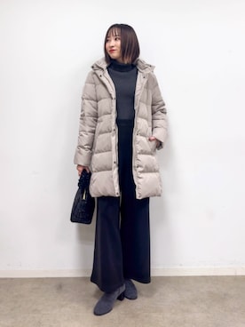 「DRESKIP（ドレスキップ）の【着丈選べる】あったかもちもちワイドパンツ（その他パンツ）」を使った、chikaさん（レディース・160cm）の冬コーディネート