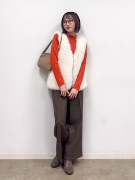 「アイテム（ベスト）」を使った、chikaさん（レディース・160cm）の秋コーディネート