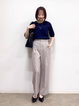「SHOO・LA・RUE（シューラルー）の【セレモニー】5cmヒールパンプス（パンプス、ブラック系）」を使った、chikaさん（レディース・160cm）の春コーディネート