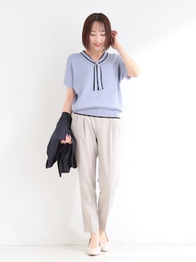 「SHOO・LA・RUE（シューラルー）の【セレモニー】5cmヒールパンプス（パンプス、ホワイト系）」を使った、chikaさん（レディース・160cm）の春コーディネート
