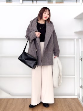 「体型カバー」｜「アイテム（ジャケット/アウター）」を使った、chikaさん（レディース・160cm）の冬コーディネート