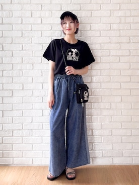 「PEANUTS（ピーナッツ）のアイテム」を使った、chikaさん（レディース・160cm）の夏コーディネート