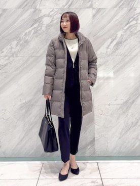 「アイテム（ノーカラージャケット）」を使った、chikaさん（レディース・160cm）の冬コーディネート