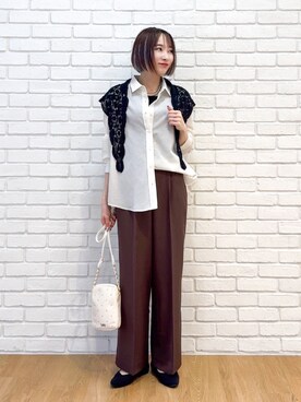 「SHOO・LA・RUE（シューラルー）の【洗える】NEWニットパンプス（パンプス、ブラック系）」を使った、chikaさん（レディース・160cm）の夏コーディネート