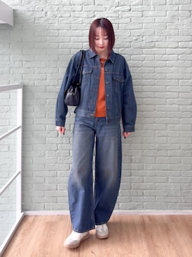 「SHOO・LA・RUE（シューラルー）の【SHOO・LA・RUE DENIM】こなれ感をプラスする カーブパンツ（デニムパンツ、ブルー系）」を使った、chikaさん（レディース・160cm）の春コーディネート