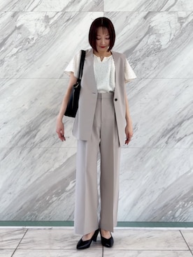 「SHOO・LA・RUE（シューラルー）の【セレモニー】5cmヒールパンプス（パンプス、ブラック系）」を使った、chikaさん（レディース・160cm）の春コーディネート