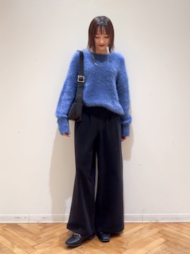 「DRESKIP（ドレスキップ）の【着丈選べる】あったかもちもちワイドパンツ（その他パンツ）」を使った、chikaさん（レディース・160cm）の冬コーディネート