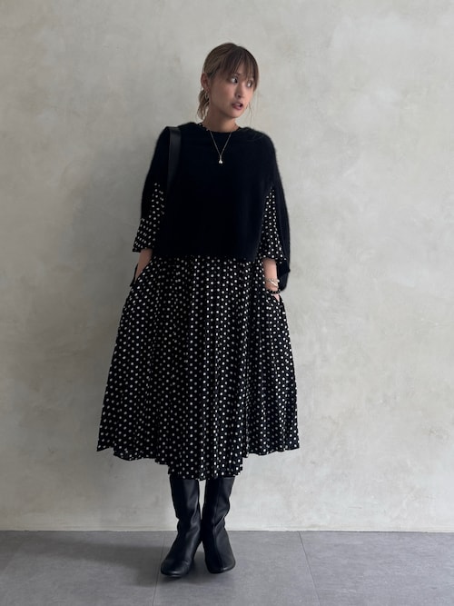 ビアズリー ドットギャザーワンピース サイズ1 ビアズリー BEARDSLEY ドットギャザーワンピース （black