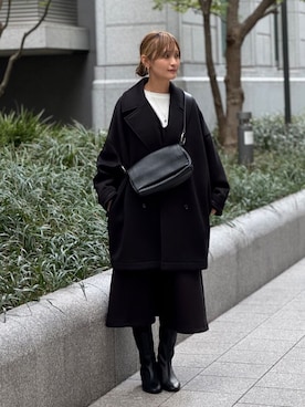 「アイテム（ピーコート）」を使った、naturoさん（レディース・158cm）の冬コーディネート