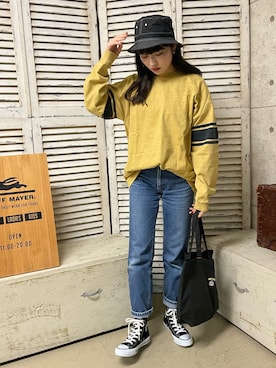 「KRIFF MAYER（クリフメイヤー）のアイテム」を使った、Risaさん（レディース・163cm）の春コーディネート