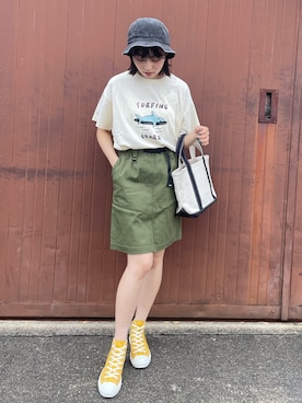 「みんなの白Tフェス」｜「アイテム（スカート）」を使った、Risaさん（レディース・163cm）の夏コーディネート