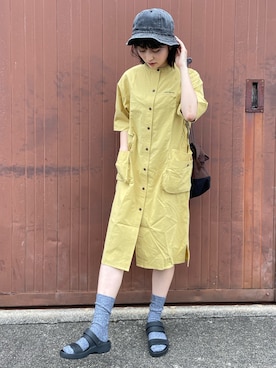「アツいコーデ全部見せ」｜「アイテム（シャツワンピース）」を使った、Risaさん（レディース・163cm）の夏コーディネート
