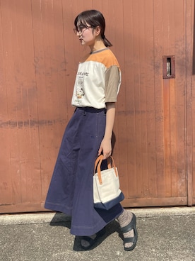 「KRIFF MAYER Lady's Collection（クリフメイヤーレディースコレクション）のアイテム（Tシャツ/カットソー）」を使った、Risaさん（レディース・163cm）の夏コーディネート