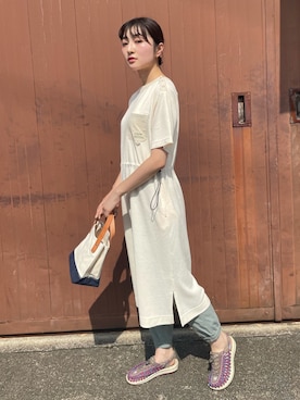 「KRIFF MAYER Lady's Collection（クリフメイヤーレディースコレクション）のアイテム（Tシャツ/カットソー）」を使った、Risaさん（レディース・163cm）の夏コーディネート