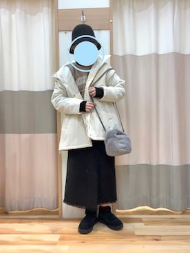 「ナロースカート」｜「アイテム（ノーカラージャケット）」を使った、とっちーさん（レディース・152cm）の冬コーディネート