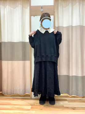 「Samansa Mos2（サマンサ モスモス）の配色前後2WAYブラウス（シャツ/ブラウス）」を使った、とっちーさん（レディース・152cm）の冬コーディネート