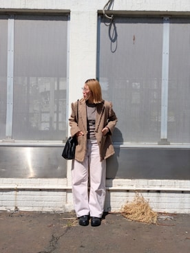 「ZARA（ザラ）のアイテム（パンツ）」を使った、Jinaさん（レディース・167cm）の春コーディネート