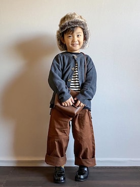 「アイテム（キャップ）」を使った、 ᴋ  ᴏ  ᴅ  ᴀ  ɪさん（キッズ・100cm）の冬コーディネート