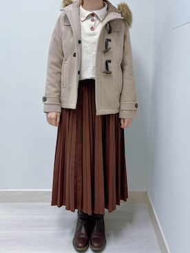 「earth music&ecology（アースミュージックアンドエコロジー）のアイテム（ダッフルコート）」を使った、Rinkaさん（レディース・160cm）の冬コーディネート