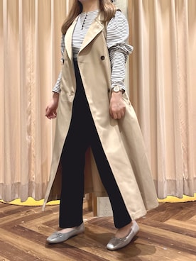 「Te chichi TERRASSE（テチチテラス）のアイテム（トレンチコート）」を使った、ka7akoさん（レディース・155cm）の秋コーディネート