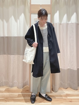 「Samansa Mos2 blue（サマンサモスモスブルー）のアイテム（ノーカラーコート）」を使った、❄︎ユキ❄︎さん（レディース・165cm）の秋コーディネート
