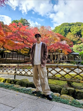 「アイテム（スウェット）」を使った、JUNICHIさん（メンズ・175cm）の秋コーディネート