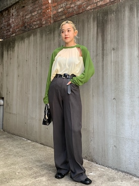 「ラグランTシャツ」｜「アイテム（スラックス）」を使った、itmh99さん（レディース・158cm）の春コーディネート