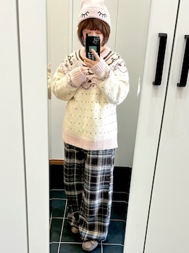 「アイテム（ニットキャップ/ビーニー）」を使った、ゆゆゆさん（レディース・153cm・40代）の冬コーディネート