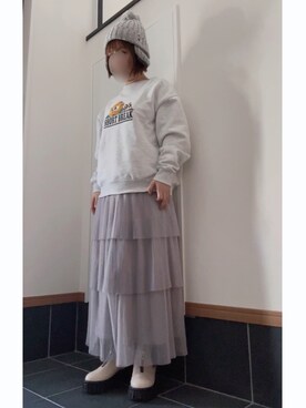 「アイテム（スカート）」を使った、ゆゆゆ（母.時々娘）さん（レディース・153cm）の冬コーディネート