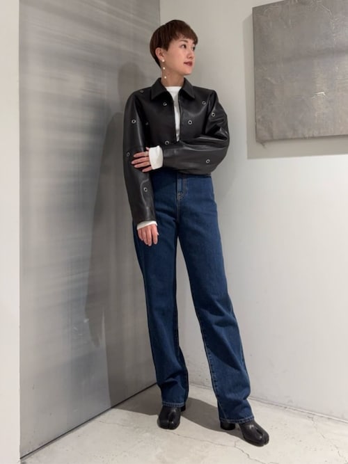 セール】ラムレザーアイレット クロップドブルゾン（ライダース