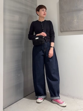 「カーブデニム」｜TOMORROWLAND_yoshitomiさん（レディース・159cm）の冬コーディネート