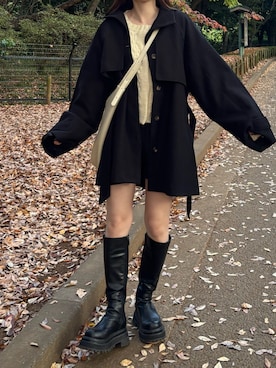 「アイテム（トレンチコート）」を使った、mie.さん（レディース・157cm）の秋コーディネート