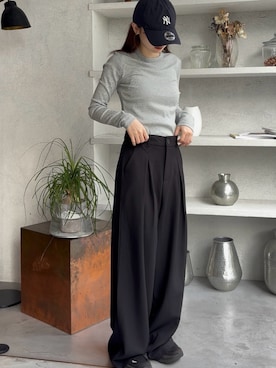 「オフィススタイル」｜「アイテム（帽子）」を使った、mie.さん（レディース・157cm）の秋コーディネート