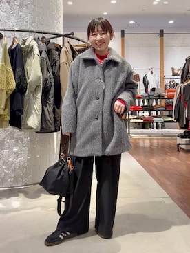 「アイテム（その他アウター、グレー系）」を使った、minkey0309さん（レディース・154cm）の冬コーディネート