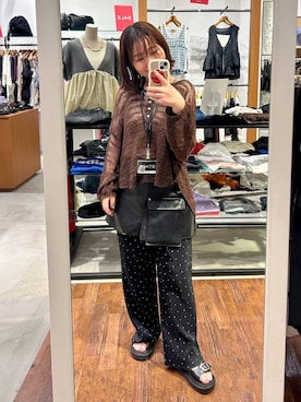 「LEPSIM（レプシィム）のプリーツイージー柄パンツ　1017585（その他パンツ、その他）」を使った、minkey0309さん（レディース・154cm）の夏コーディネート