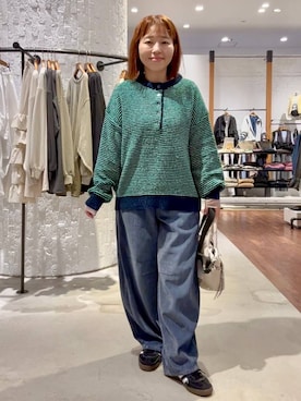 「LEPSIM（レプシィム）のアイレットリブ袖切り替えプルオーバー　1063237（Tシャツ/カットソー、ブラック系）」を使った、minkey0309さん（レディース・154cm）の秋コーディネート