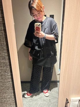 「LEPSIM（レプシィム）のプリーツイージー柄パンツ　1017585（その他パンツ、その他）」を使った、minkey0309さん（レディース・154cm）の夏コーディネート