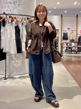 「LEPSIM（レプシィム）のデニムドッキングパンツ　1023674（デニムパンツ、ブルー系）」を使った、minkey0309さん（レディース・154cm）の夏コーディネート