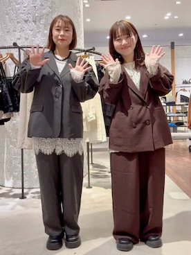 「LEPSIM（レプシィム）の総レース長袖ペプラム　637690（シャツ/ブラウス）」を使った、minkey0309さん（レディース・154cm）の春コーディネート